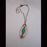 Hammered copper with turquoise, copper beads and wire necklace